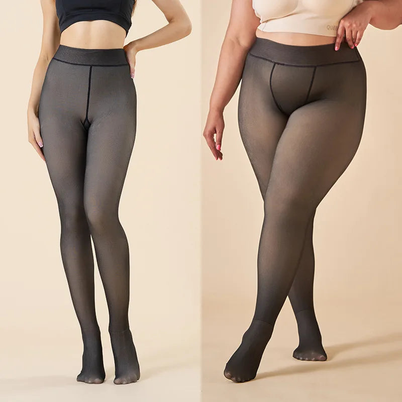 Meia Calça WOOL LINING - Térmica forrada  Aveludada Elástica Translucida