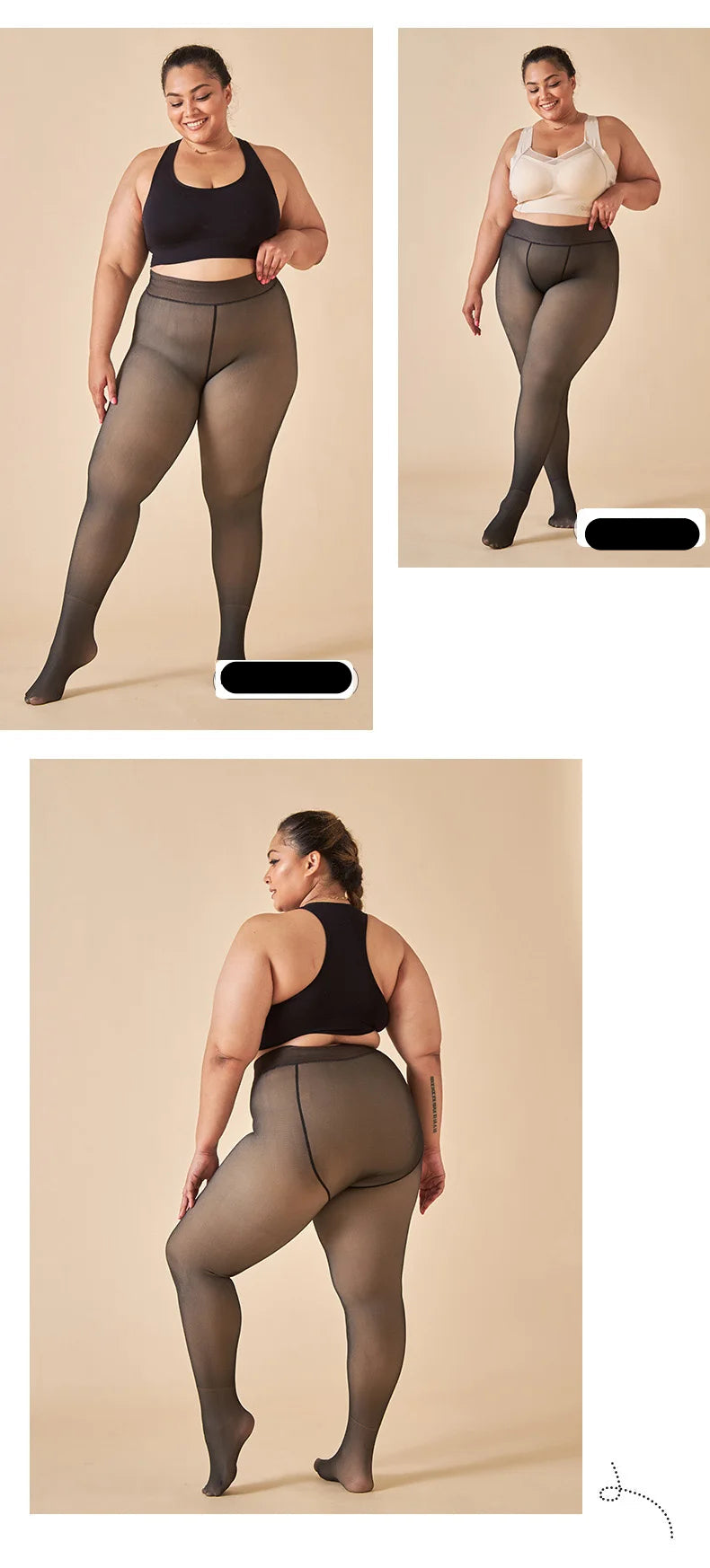 Meia Calça WOOL LINING - Térmica forrada  Aveludada Elástica Translucida