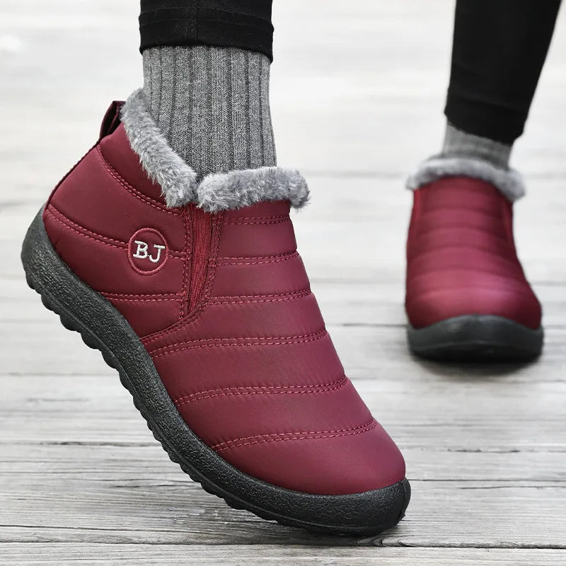 Sapato Warm Plush - Tênis Bota de algodão pelúcia impermeável antiaderente