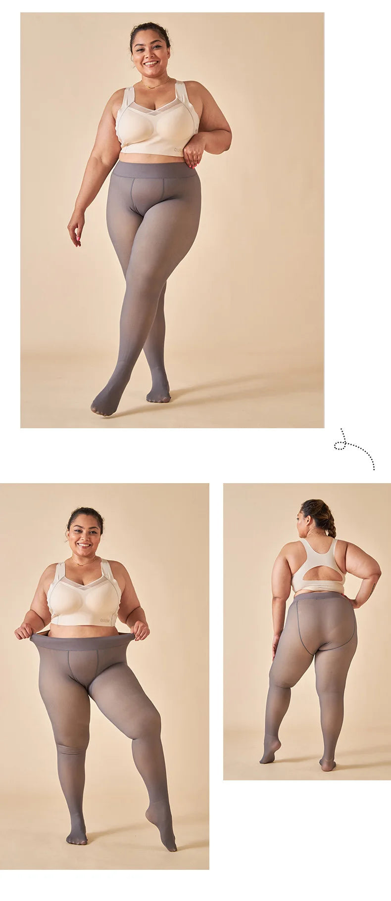 Meia Calça WOOL LINING - Térmica forrada  Aveludada Elástica Translucida