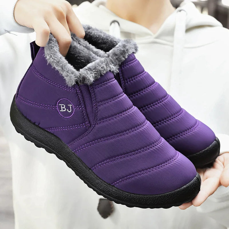 Sapato Warm Plush - Tênis Bota de algodão pelúcia impermeável antiaderente