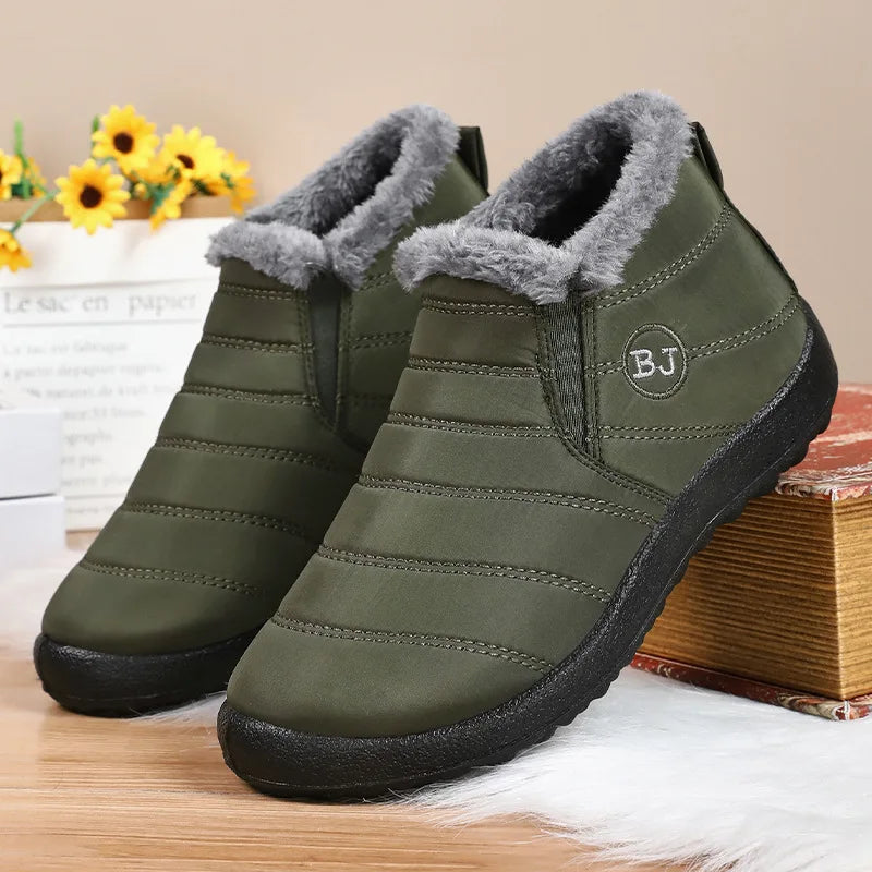 Sapato Warm Plush - Tênis Bota de algodão pelúcia impermeável antiaderente