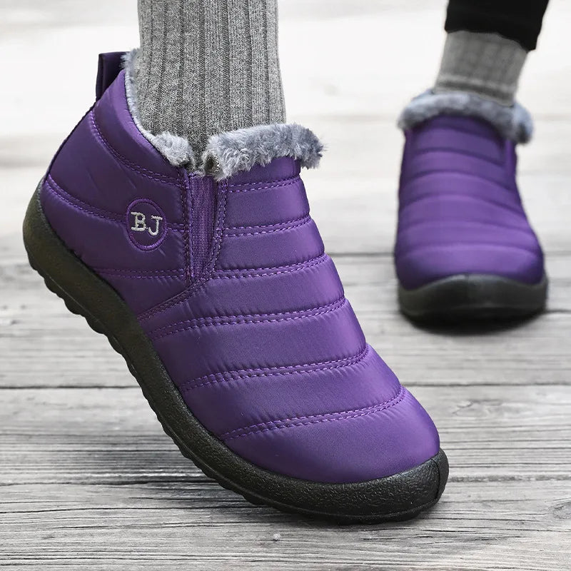 Sapato Warm Plush - Tênis Bota de algodão pelúcia impermeável antiaderente