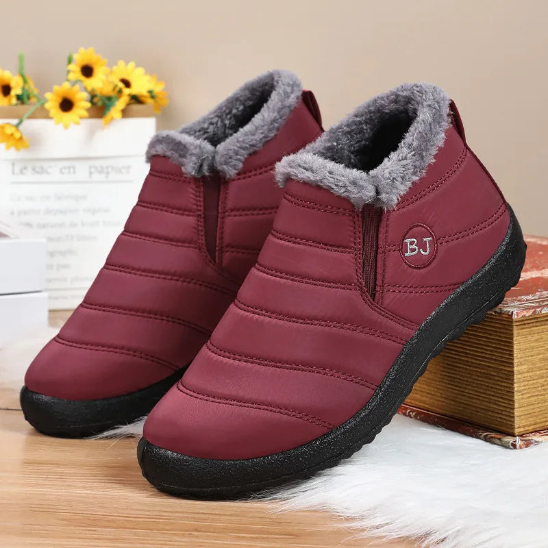 Sapato Warm Plush - Tênis Bota de algodão pelúcia impermeável antiaderente